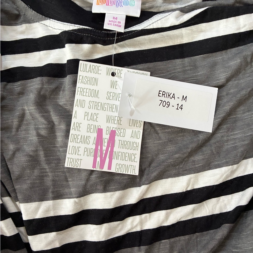 LuLaRoe Erika Tunic - Black and White Stripes - Picture 2 of 2